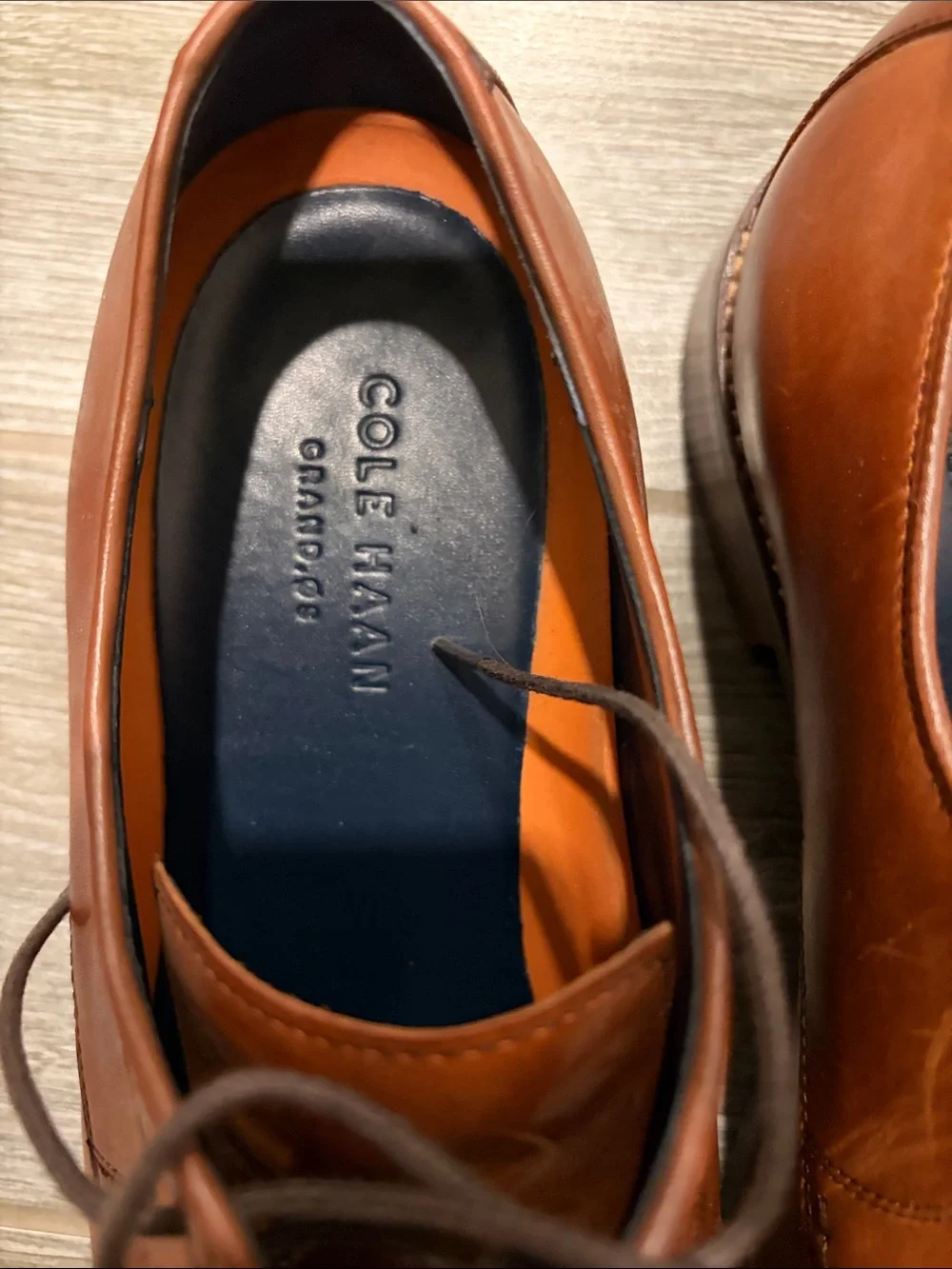 Cole Haan  Tan Leather Cap-Toe Derby Shoes